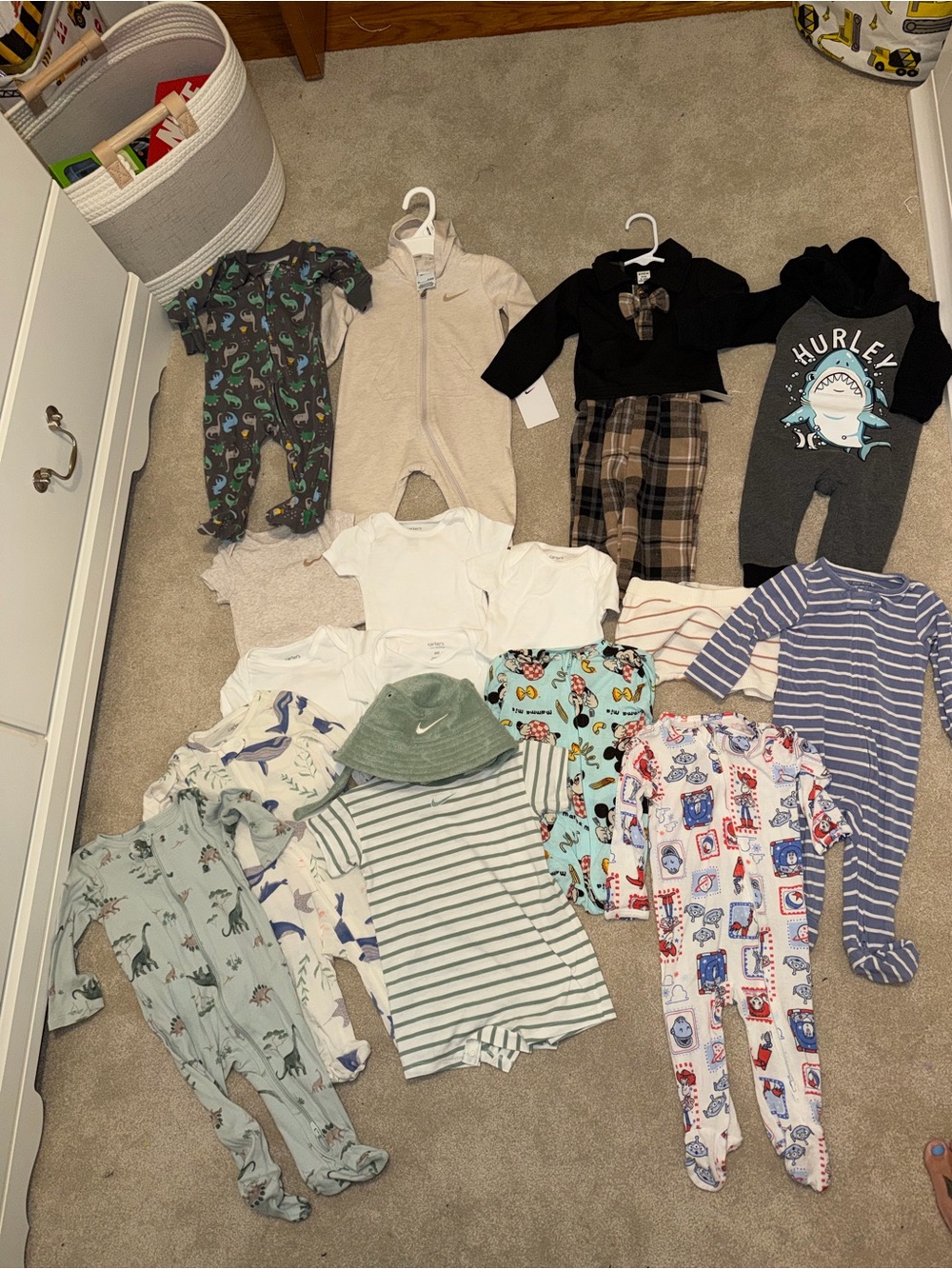 Striped Green Short-Sleeve One-Piece with Matching Hat - Unbranded